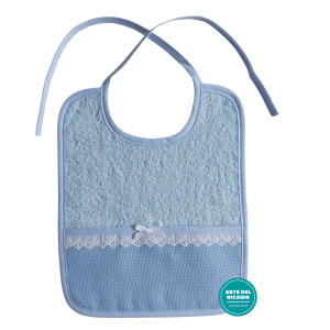 Elegant Lunch Bib Ready to Stitch with Lace Border - Light Blue